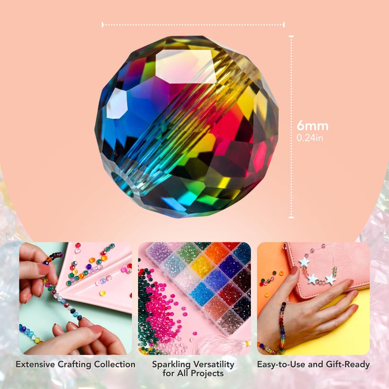 Incraftables 1200 Piece Crystal Bead Kit â€“ 6mm Briolette Crystal Glass Beads for Jewelry Making â€“ 24 Sparkly Colors â€“ Beads for Bracelets, Crafts & DIY Projects â€“ Sparkly Beads for Adults & Beginners - Image 4